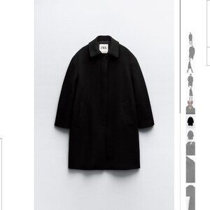 WOOL BLEND COAT WITH SHIRT COLLAR Size M NEW WITH TAG!